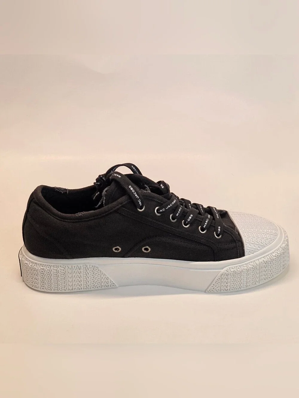 Marc Jacobs Black White  Canvas Sneakers  Lace Up Designer Shoes Men's 43 US 10